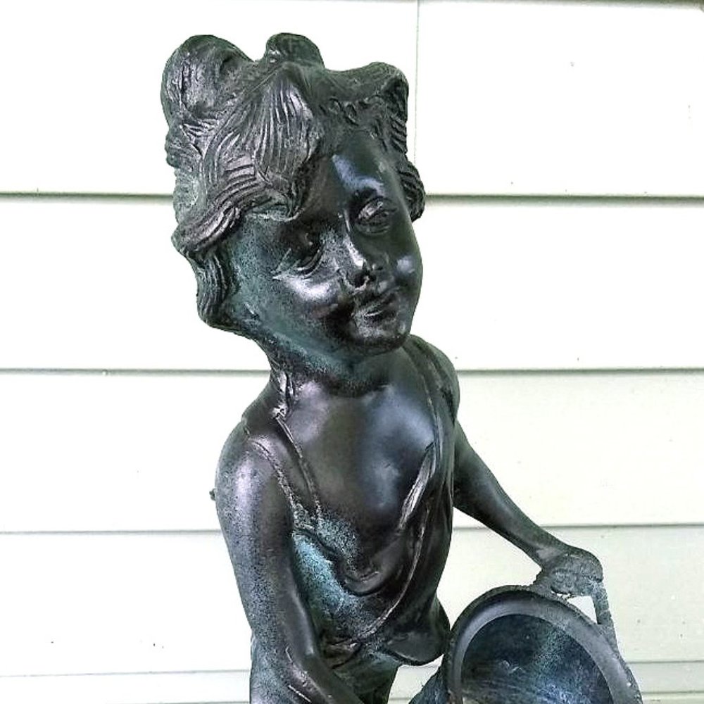 Vintage Bronze Mid 20th Century Statue With Green Patina